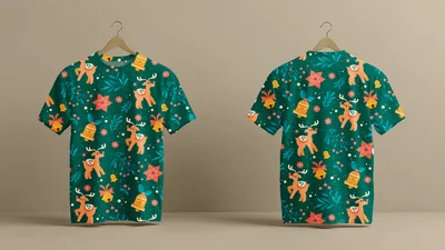 Футболки с полной запечаткой: різдвяні олені